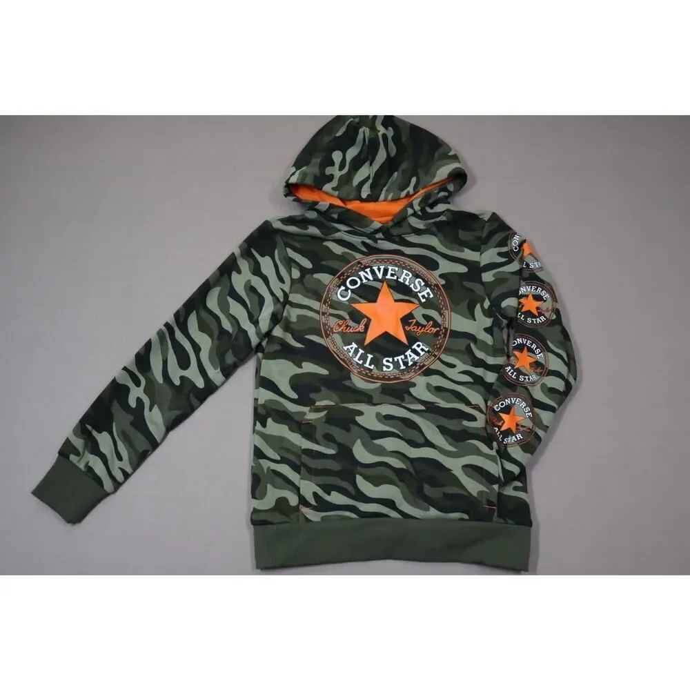 Converse Boys  Camo and Orange‎ Hooded Sweatshirt Size M